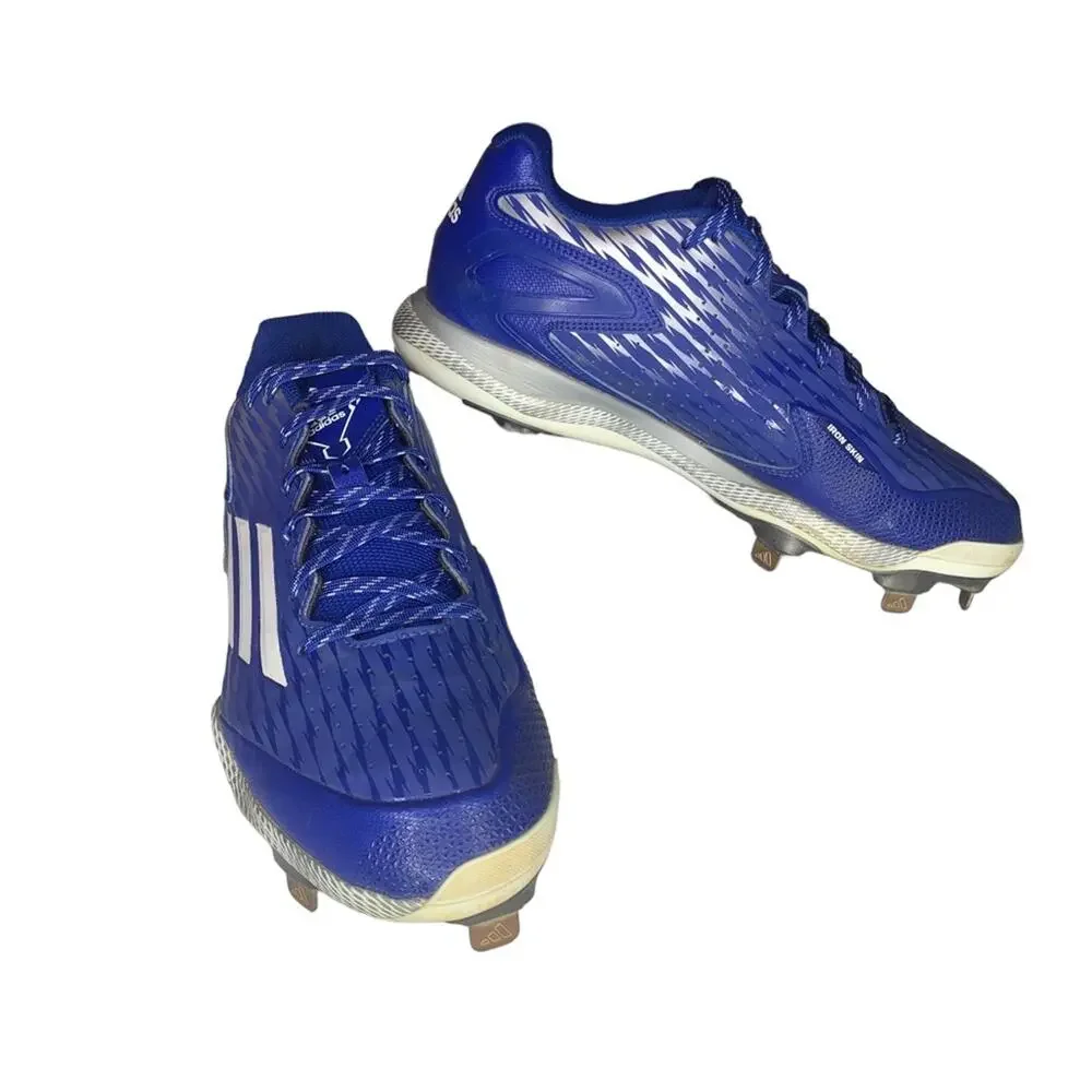 Adidas PowerAlley 3 Low Men's Cleats Size 11 Blue White Gray Lace Up
